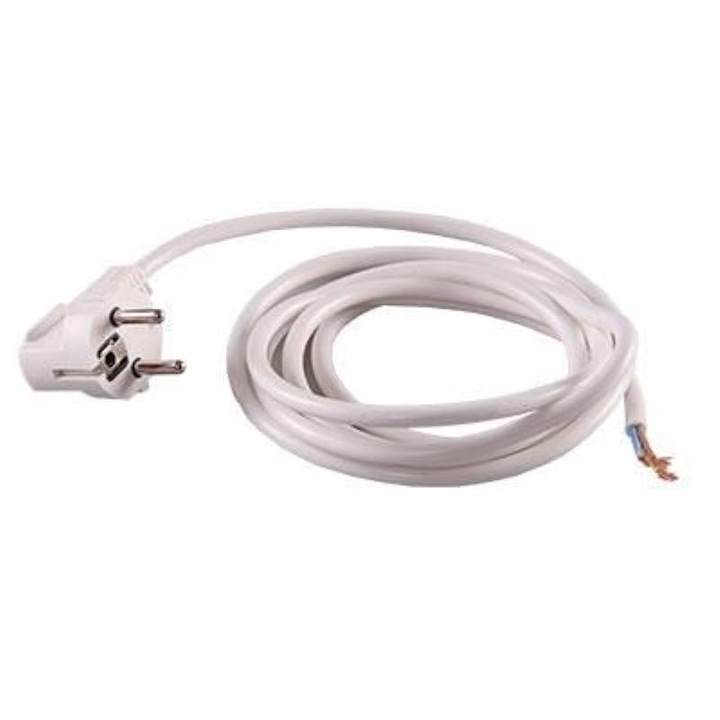 Cablu alimentare cu stecher cu CP, Mentavill, lungime 2.5m, cablu 3x1, alb