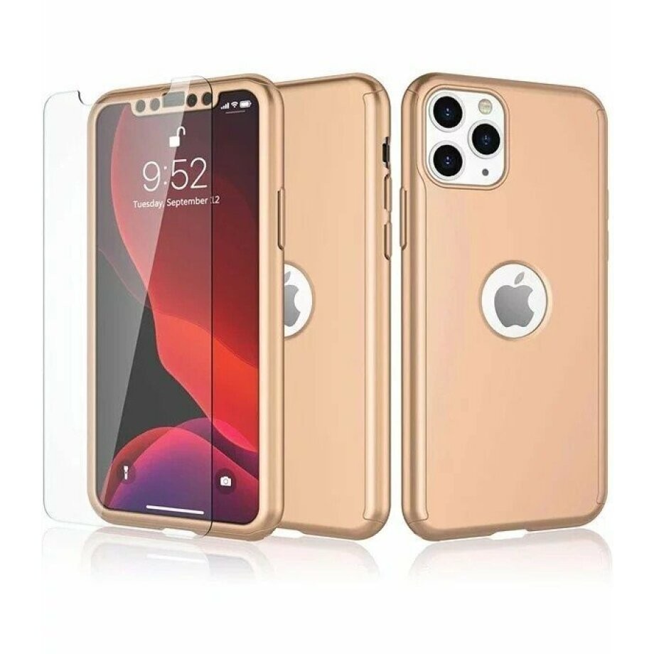 Husa de protectie Leski compatibila cu Samsung S21 5G Full Cover 360 Auriu + Folie de protectie