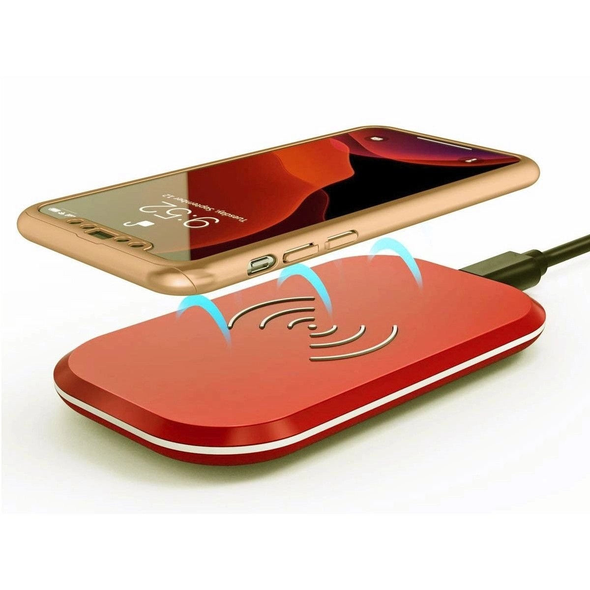 Husa de protectie Leski compatibila cu Samsung S21 5G Full Cover 360 Auriu + Folie de protectie