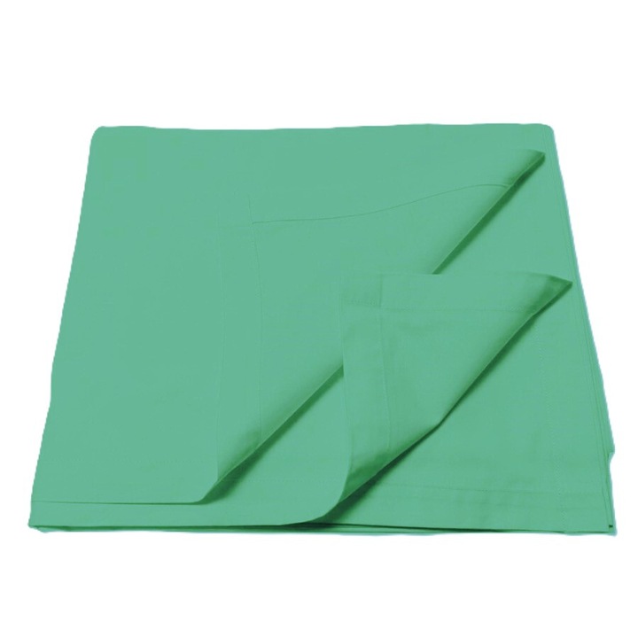 Cearsaf pat 260 x 280 cm, Casa Bucuriei, verde menta, bumbac 100%