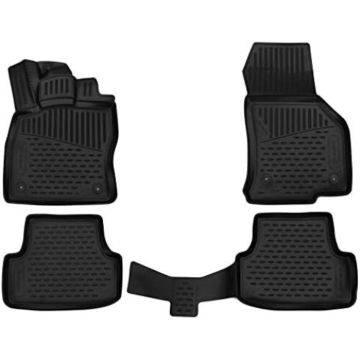 Set 4 covorase din cauciuc premium cu margine inalta compatibile cu VOLKSWAGEN Golf VII, 2014-