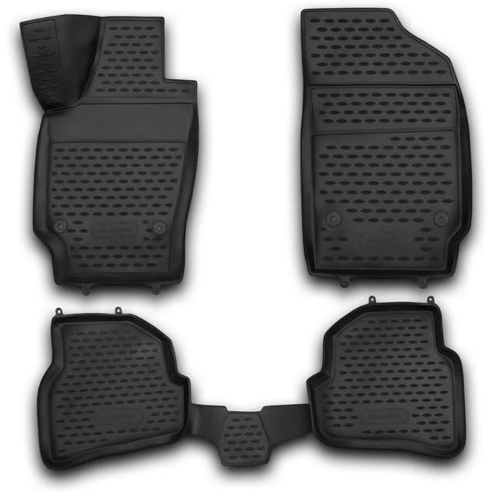 Set 4 covorase din cauciuc premium cu margine inalta compatibile cu VOLKSWAGEN Polo, hatchback, 2018-