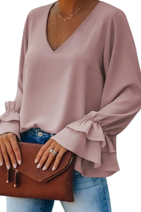 Bluza eleganta VOGUET cu maneci vaporoase roz M