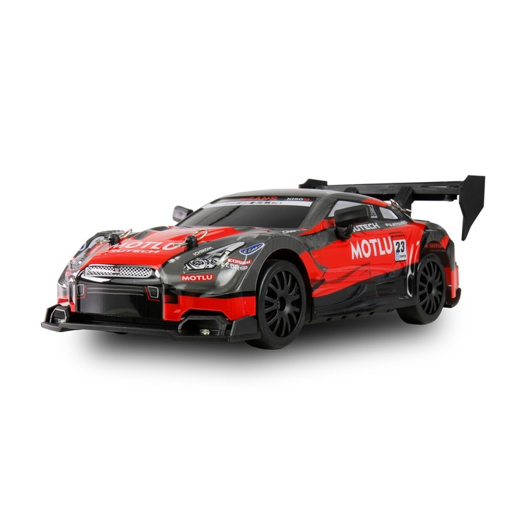 Masina RC cu telecomanda Drift Racing Car rosu, 20 Km/h, Tractiune 4WD, Lungime 20 cm, Scara 1:24, Lumini LED, RTR, 8+