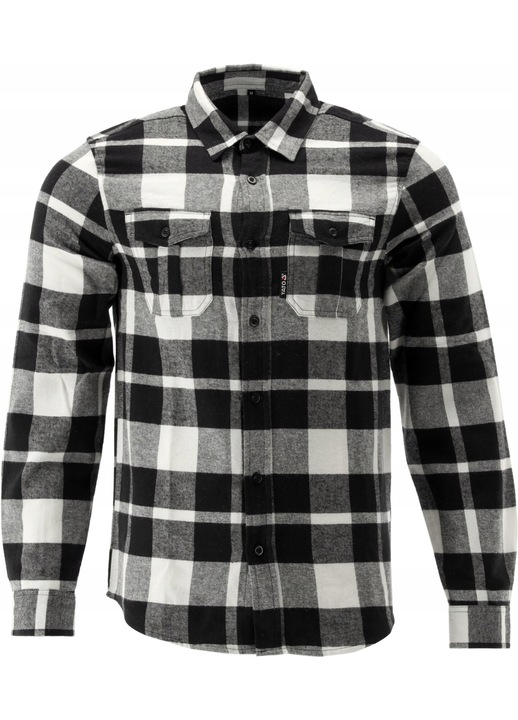 Camasa barbati, Yato, flanel, doua buzunare, alb si negru, bumbac 100%