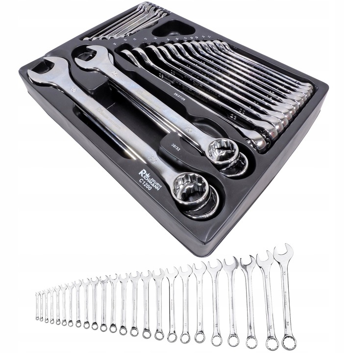 Set 24 chei cu clichet, RICHMANN, otel crom-vanadiu, 6-32mm, argintiu