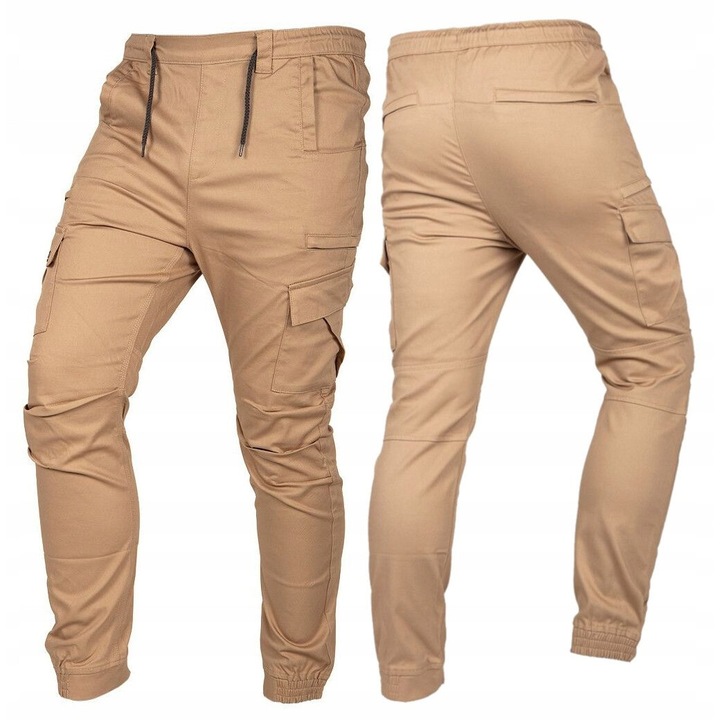 NEO TOOLS работен панталон за джогинг, бежов, ластик, dobby плат, серия OUTDOOR, M