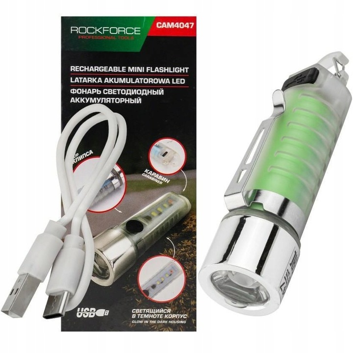 Мини LED фенер Rockforce 6в1, 100 lm, USB-C, 500 mAh