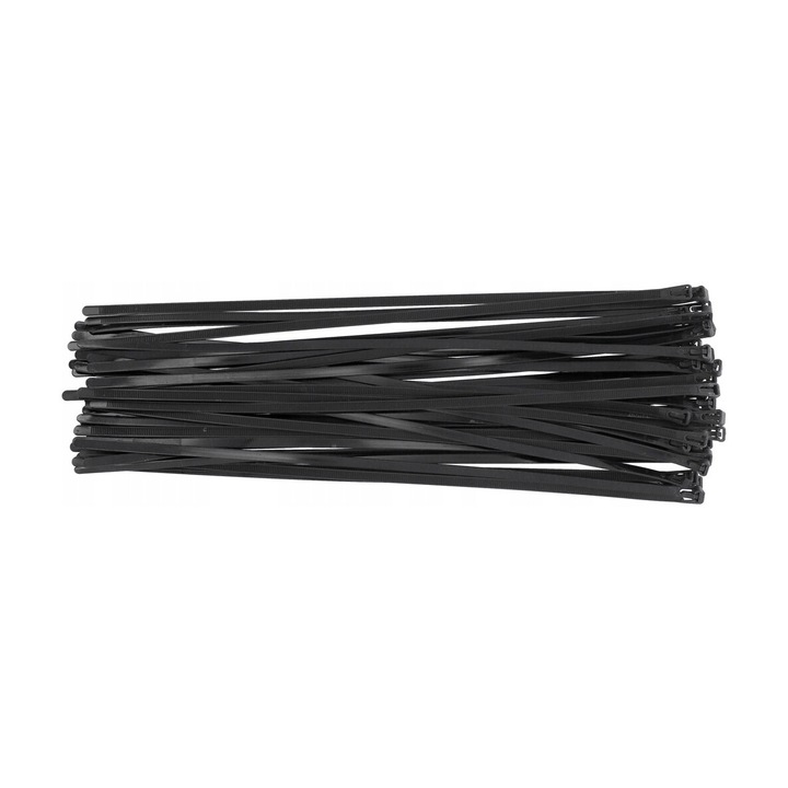 Coliere cablu Yato, 7,6x450mm, plastic, set 50 buc, negru