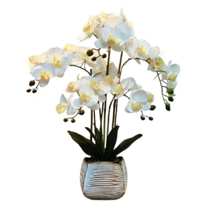 Orhidee artificiala alba in ghiveci 58 cm, Peva