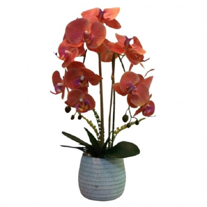 Orhidee artificiala piersic in ghiveci 53 cm Peva