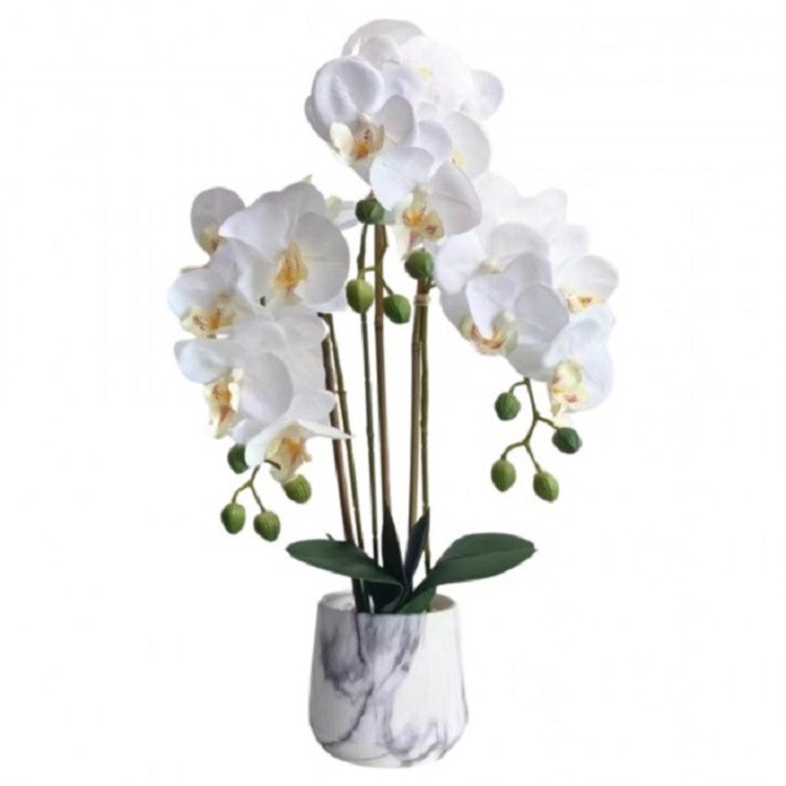 Orhidee artificiala alba in ghiveci 53 cm
