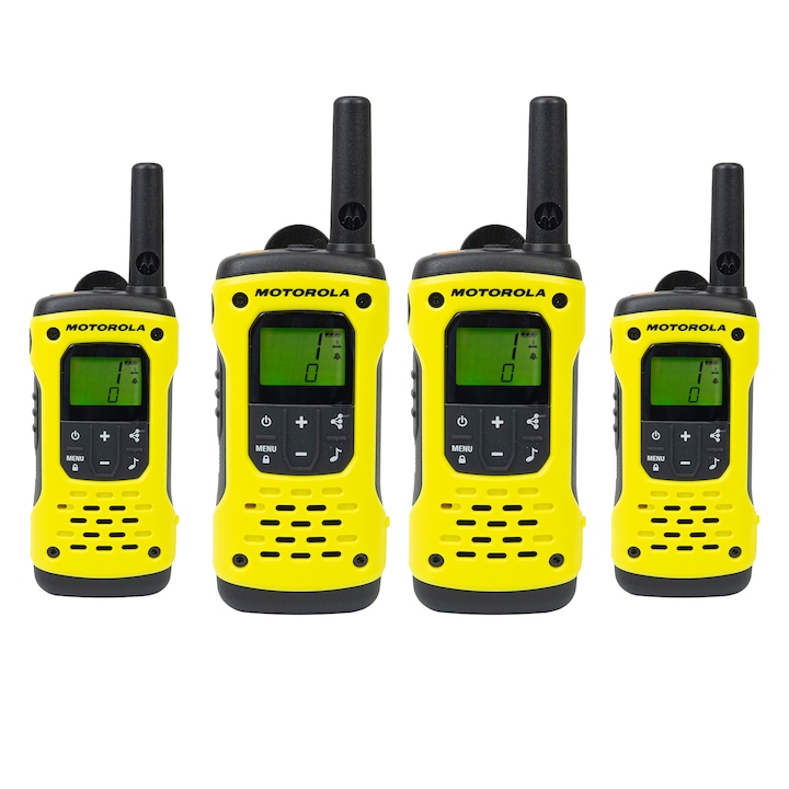 Комплект от 4 PMR радиостанции Motorola TLKR T92 H2O 8 PMR канала, портативни, Roger Beep, VOX, IP67, жълт