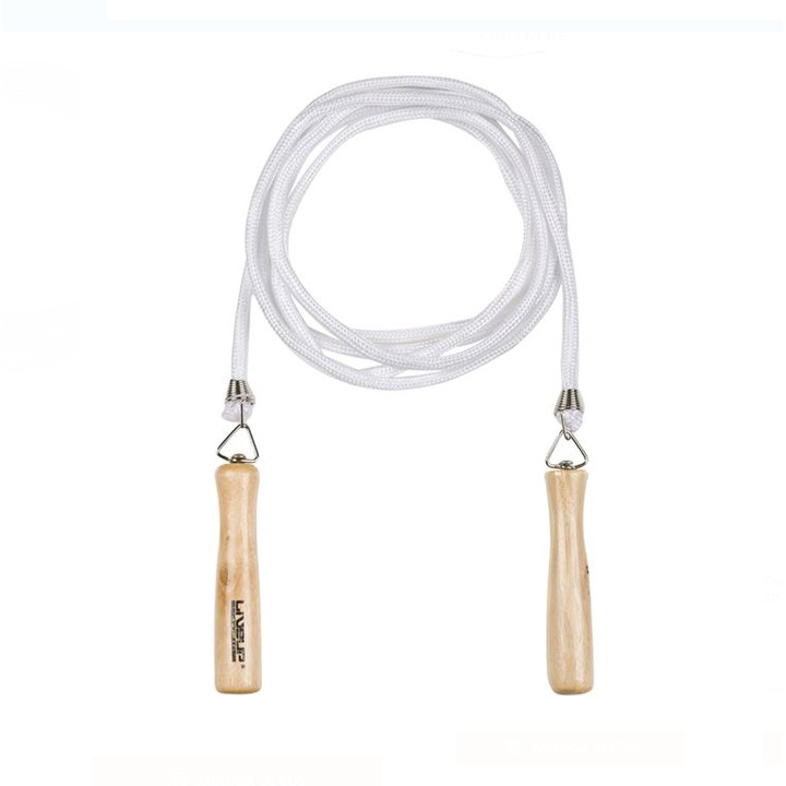 Coarda Gimnastica Alba cu Manere de Lemn 2.8m