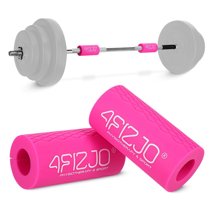 Protectii de silicon pentru bara, 4FIZJO, material siliconic, lungime 10 cm, diametru interior 2.5 cm, set 2 bucati, material moale, roz