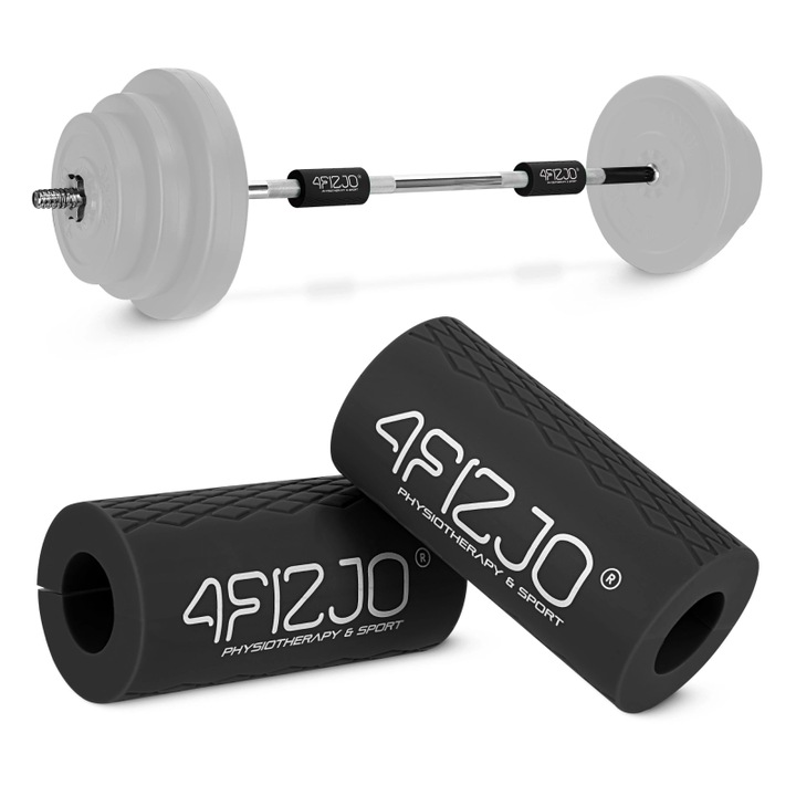 Manere de silicon pentru bara, 4FIZJO, material siliconic, lungime 10 cm, diametru interior 2.5 cm, set 2 bucati, material moale, negre