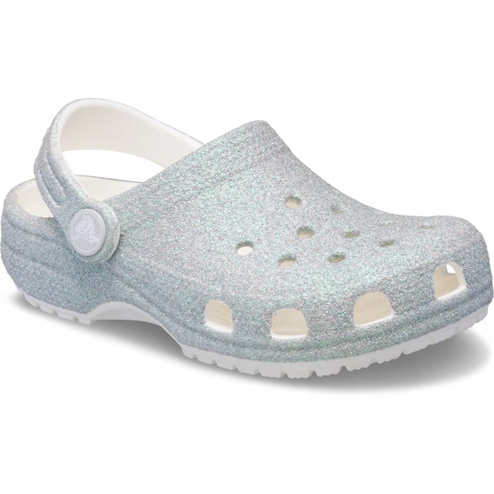 Saboti Copii, Crocs, Classic Iridescent Glitter Clog, Alb, Alb