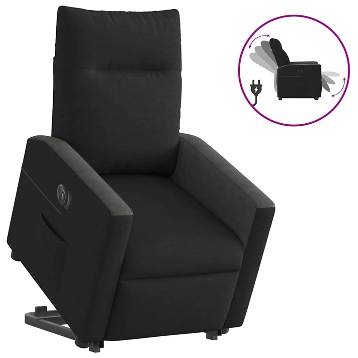 VidaXL elektromos felállást segítő fekete szövet dönthető fotel 25.1 kg