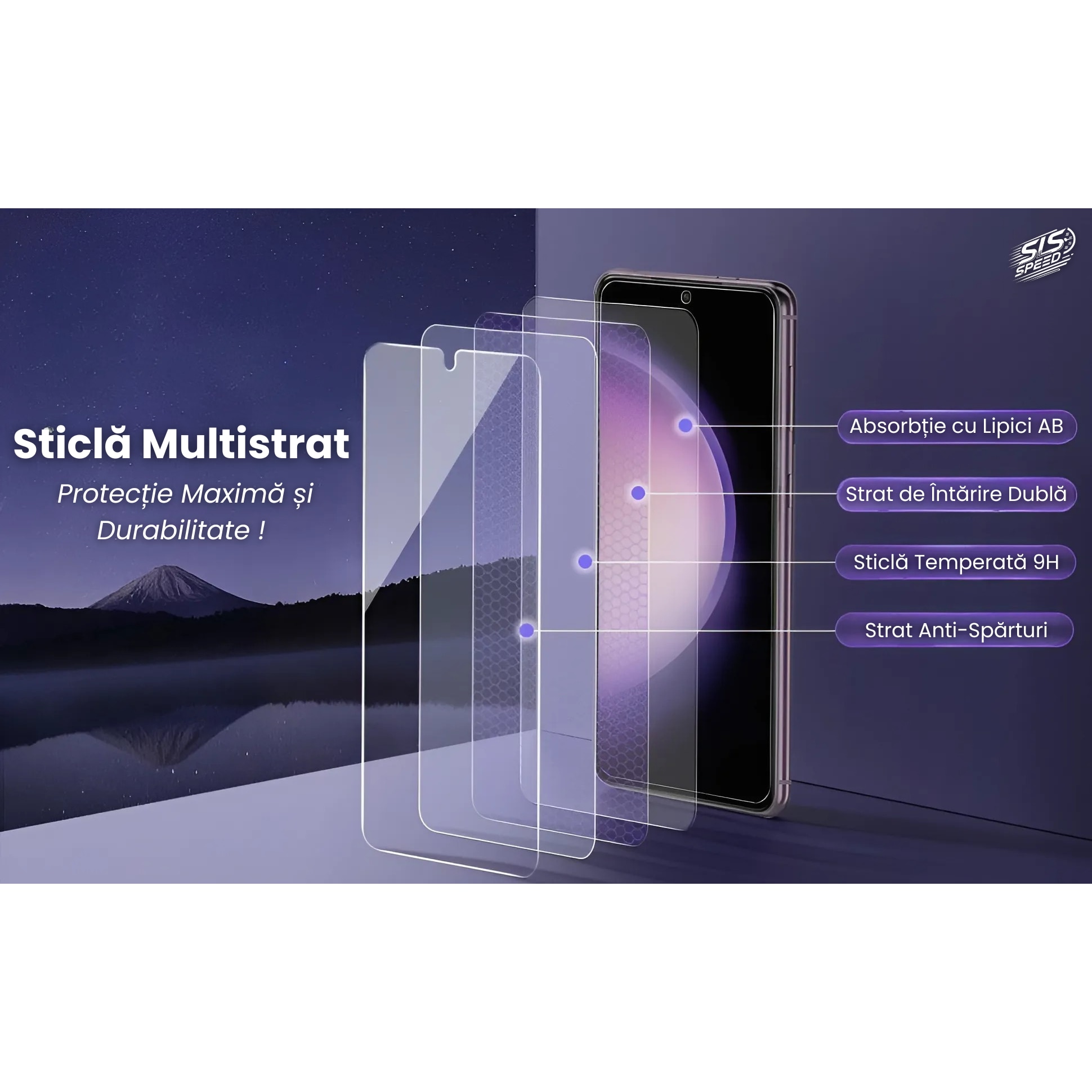 Set 2 Folii Transparent Glass, Amprenta Functionala, Sticla Securizata, Compatibil cu Samsung S24 Ultra, Ez Fit instalare usoara cu EASYAPP pentru indepartarea prafului, SLSpeed, Anti-zgarieturi, Anti-amprenta, anti-explozie, Anti-soc