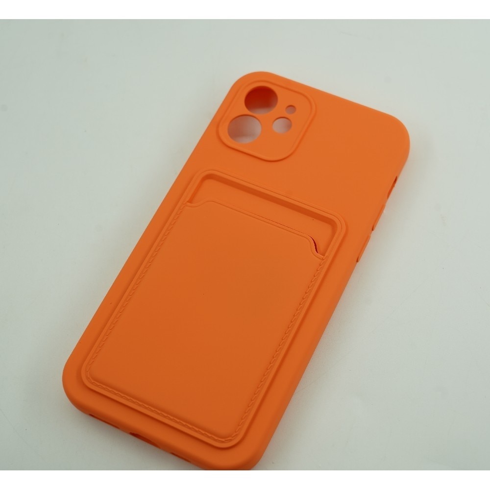 Husa protectie Flippy cu suport card compatibila cu Apple iPhone 12 Portocaliu