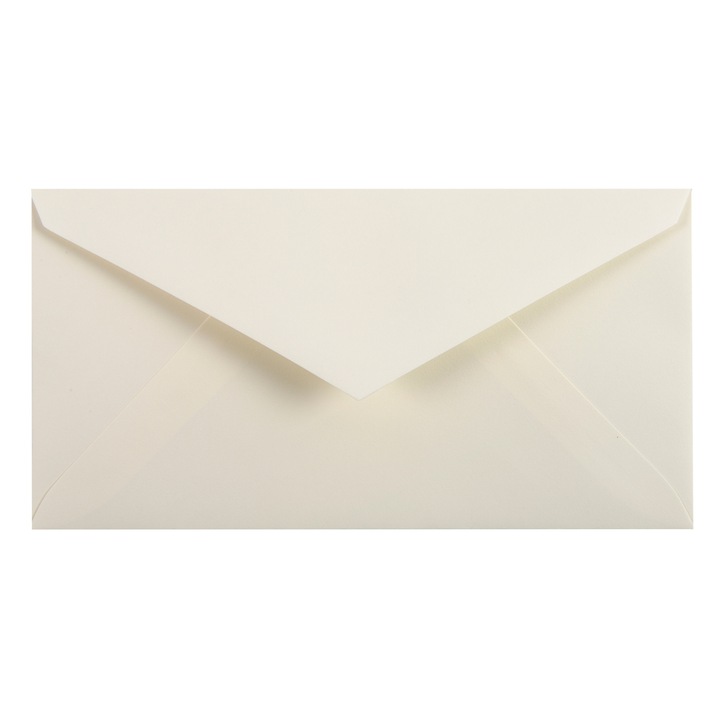 Плик Clairefontaine DL, чиста хартия Cotton Vellum, кремаво бяла, дебелина 125 g, размер 110 x 220 mm