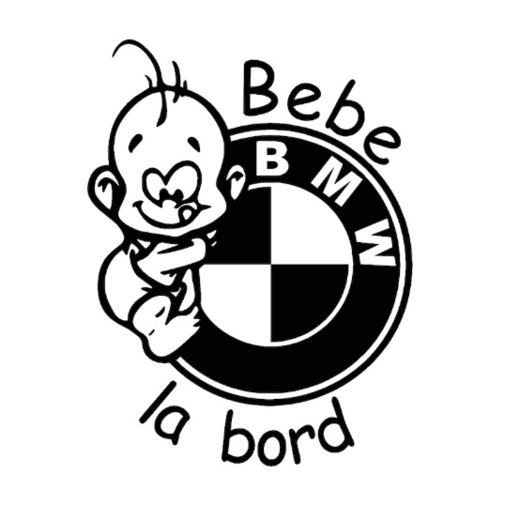 Autómatrica "Baby on Board BMW", 26, 1 cm, fehér