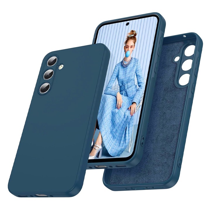 VelvetFlex szilikon mikroszálas védőtok Samsung Galaxy S25 Plus / S25+ készülékhez, OPTIM MEGOLDÁS, Precíz kivágások, Drop+ Puha anyag, Kiváló minőségű szálas bélés, Stílusos csúszásgátló kialakítás, Kék
