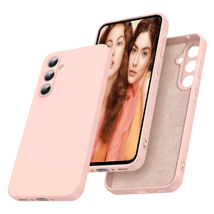 VelvetFlex szilikon mikroszálas védőtok Samsung Galaxy S25 Plus / S25+ telefonhoz, OPTIM MEGOLDÁS, Precíz kivágások, Drop+ Puha anyag, Kiváló minőségű szálas bélés, Stílusos csúszásgátló kialakítás, Rózsaszín