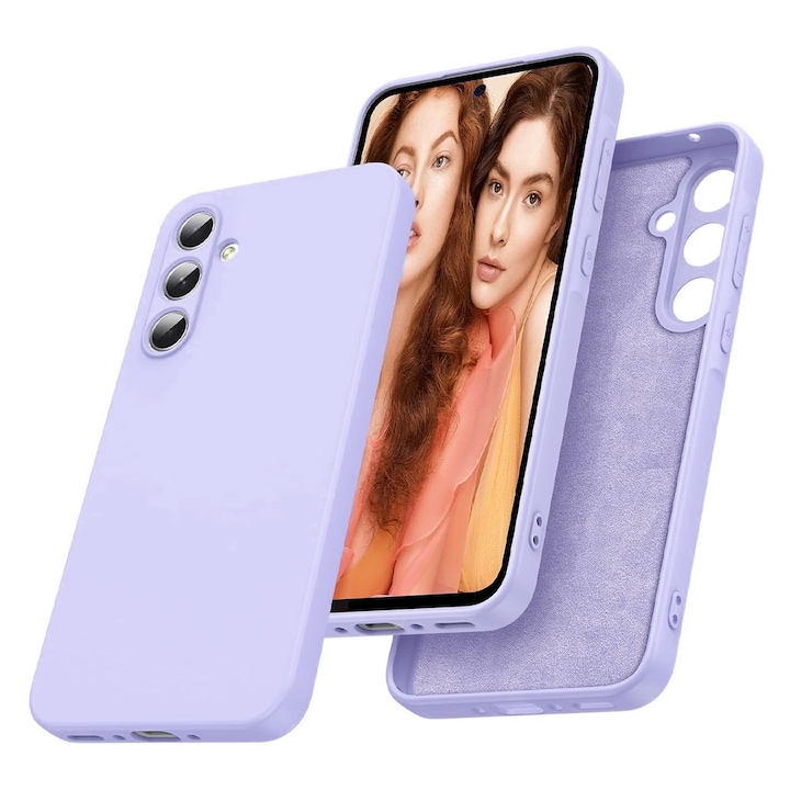 VelvetFlex szilikon mikroszálas védőtok Samsung Galaxy S25 Plus / S25+ telefonhoz, OPTIM MEGOLDÁS, Precíz kivágások, Drop+ Puha anyag, Kiváló minőségű szálas bélés, Stílusos csúszásgátló kialakítás, Lila