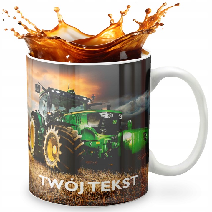 Керамична чаша World Case 330 мл, дизайн на трактор, персонализирана с име