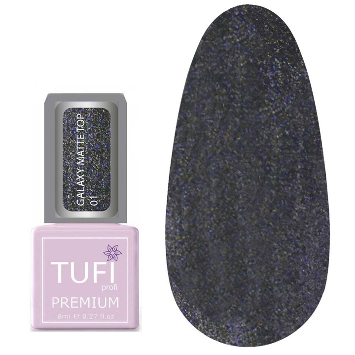 Лак TUFI Profi PREMIUM Galaxy Matte Top Coat 8 ml, прозрачен, матов