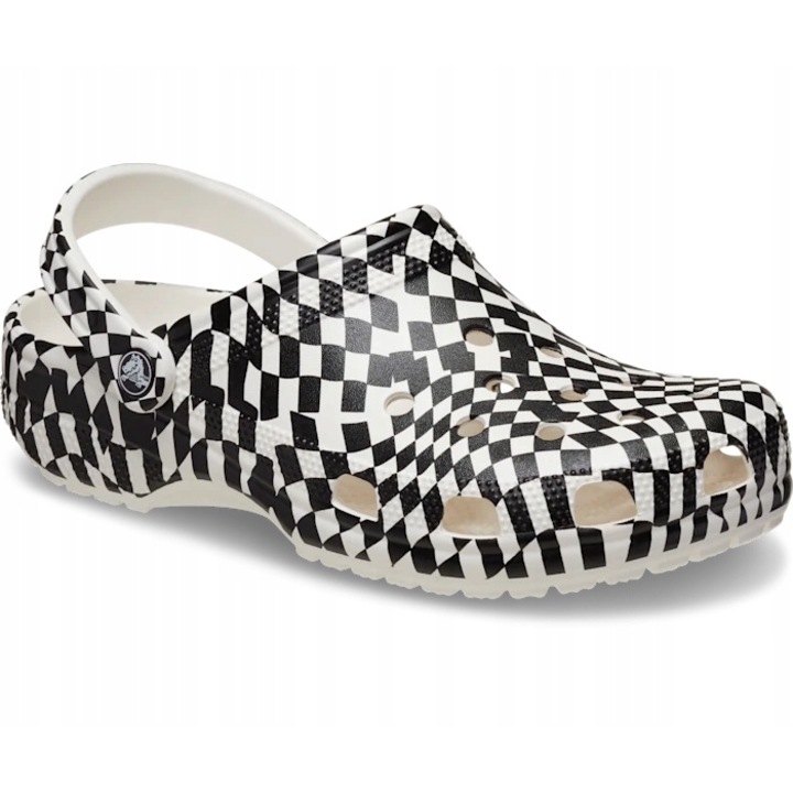 Saboti Femei, Crocs, Classic Warped Checker 211007 Clog, Alb, Alb, 42-43