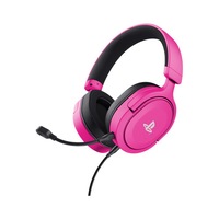 Casti Gaming cu fir Trust GXT 498P Forta, licenta oficiala pentru PS5, PS4, microfon detasabil, drivere 50 mm, cablu 1.2 m, roz
