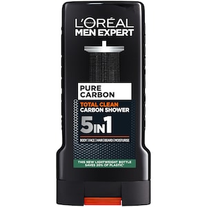 Gel de dus revigorant 5-in-1 L'Oreal Paris Men Expert Pure Carbon pentru barbati, corp, fata, par, barba si hidratare, 300 ml