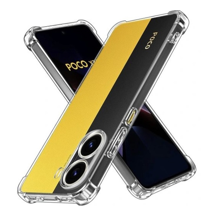 Кейс за Xiaomi Poco X7 Pro от слим силикон, противоударен, Shock - Прозрачен