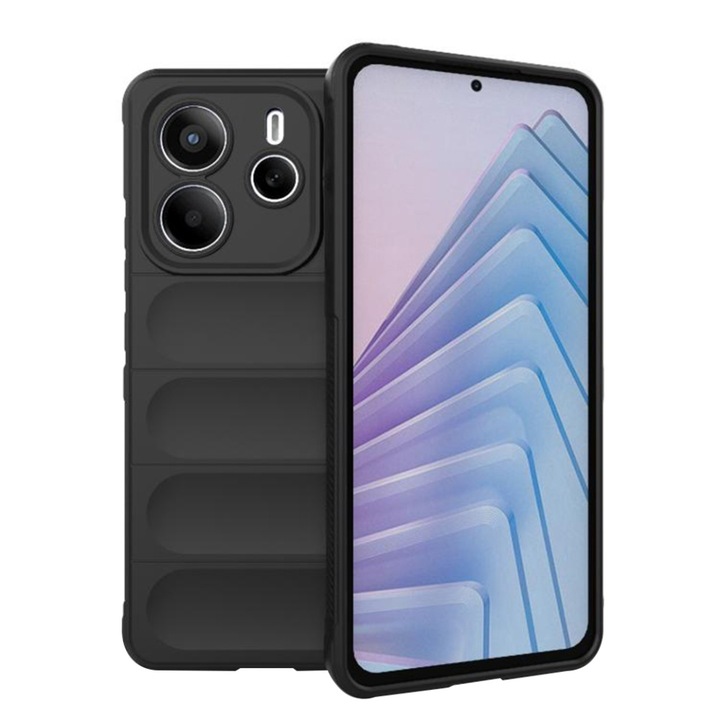 Husa pentru Xiaomi Redmi Note 14 5G eleganta, din silicon mat, Vogue - Negru