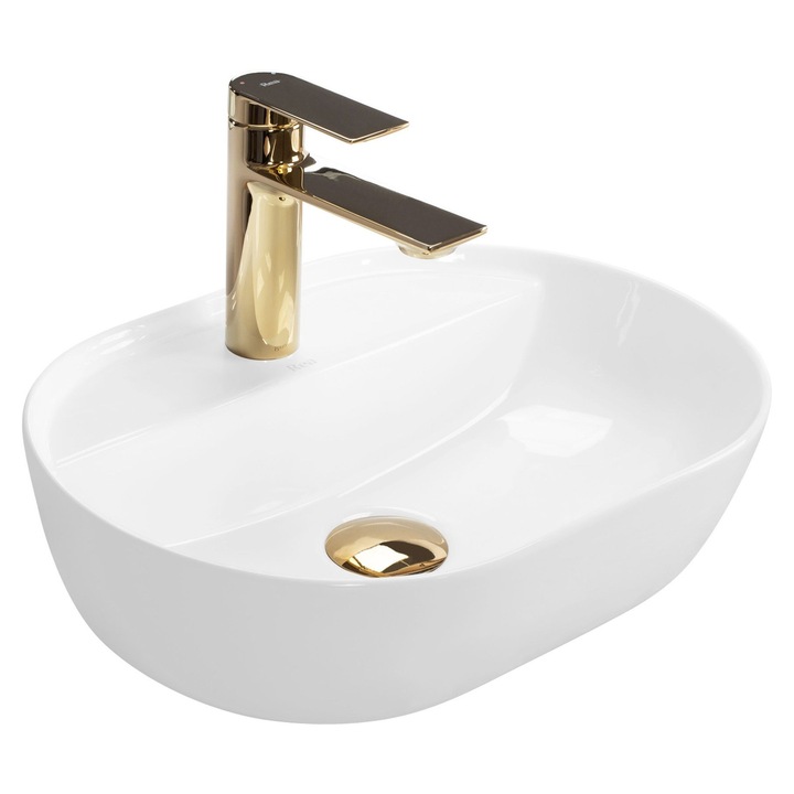 Lavoar pe Blat Rea Auro Alb Lucios, Ceramica Sanitara, 42x30 cm