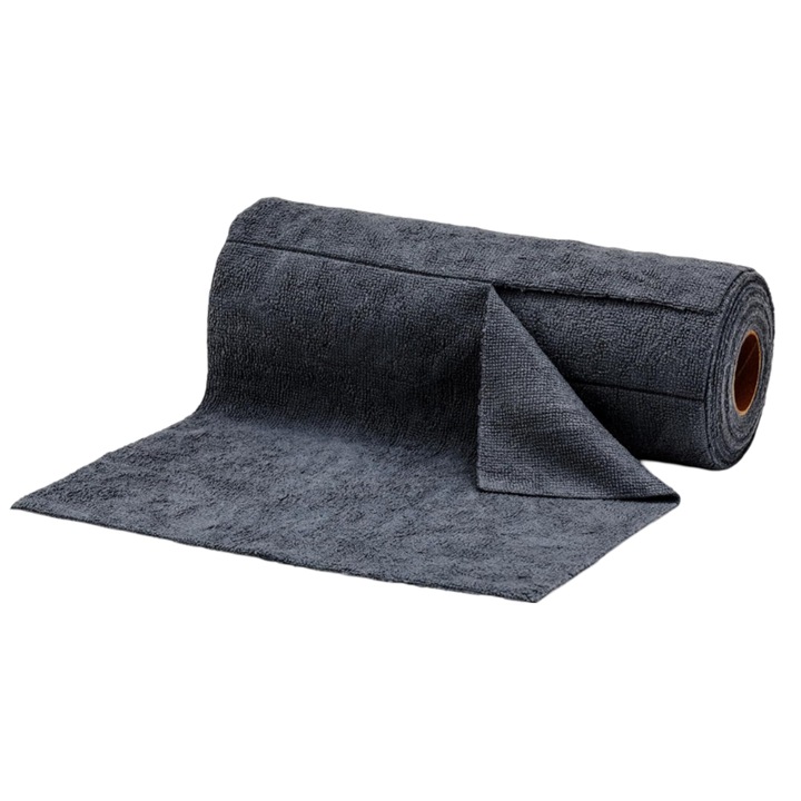 Rola de lavete din microfibra, VENTLEX, 20 lavete, 25x25 cm, 200GSM, Capacitate mare de absorbtie, Reutilizabile, Negru