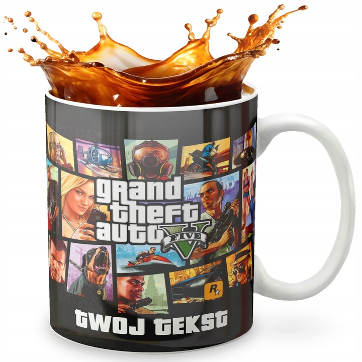 Керамична чаша 330 ml World Case, Grand Theft дизайн, персонализирана, с име