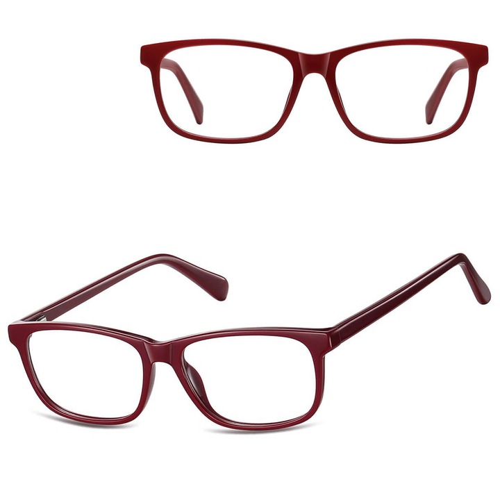 Oprahki acetatice bordo Sunoptic AM70C, prostagonale, set cu etui tare, etui panza si servetel, marime medie