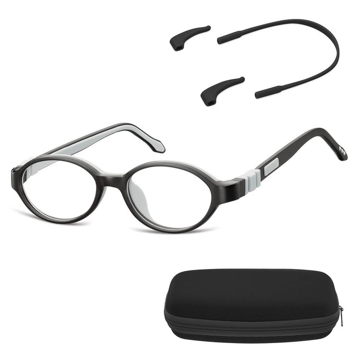 Ochelari pentru copii, Sunoptic K3C, ovale, negru, 10.9x3.5cm