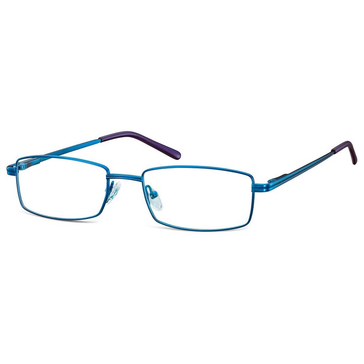 Rame ochelari unisex Sunoptic 510, metalice, mat, albastru, 13.4x3.1cm, set cu etui si servetel