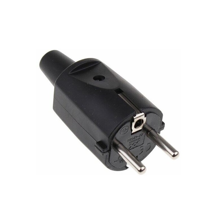 Универсален заземителен щепсел, черен, PVC, 16А