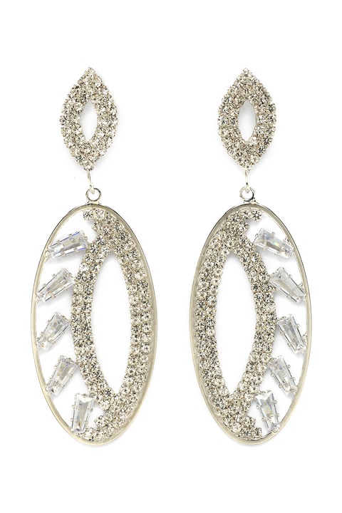 Avant-Garde Paris, Cercei srop cu tija in forma ovala, Argintiu, Transparent