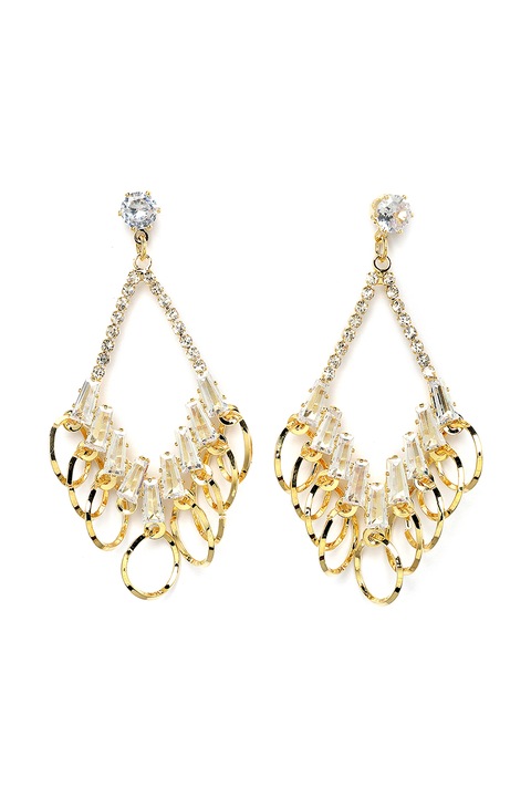 Avant-Garde Paris, Cercei lungi cu cristale, Auriu, Transparent