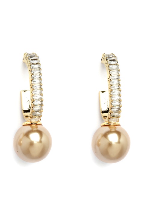 Avant-Garde Paris, Cercei rotunzi cu cristale, Auriu, Transparent