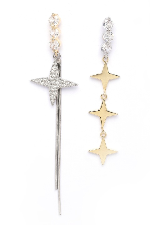 Avant-Garde Paris, Cercei drop cu detalii cu stele, Auriu, Transparent