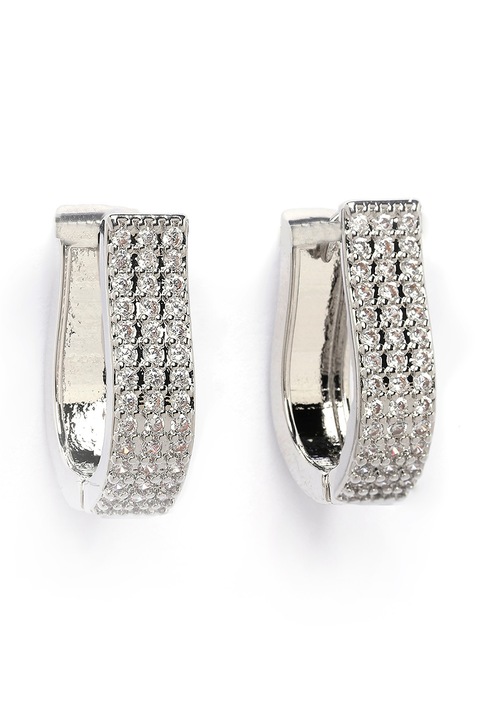 Avant-Garde Paris, Cercei rotunzi dreptunghiulari Radiant, Argintiu, Transparent