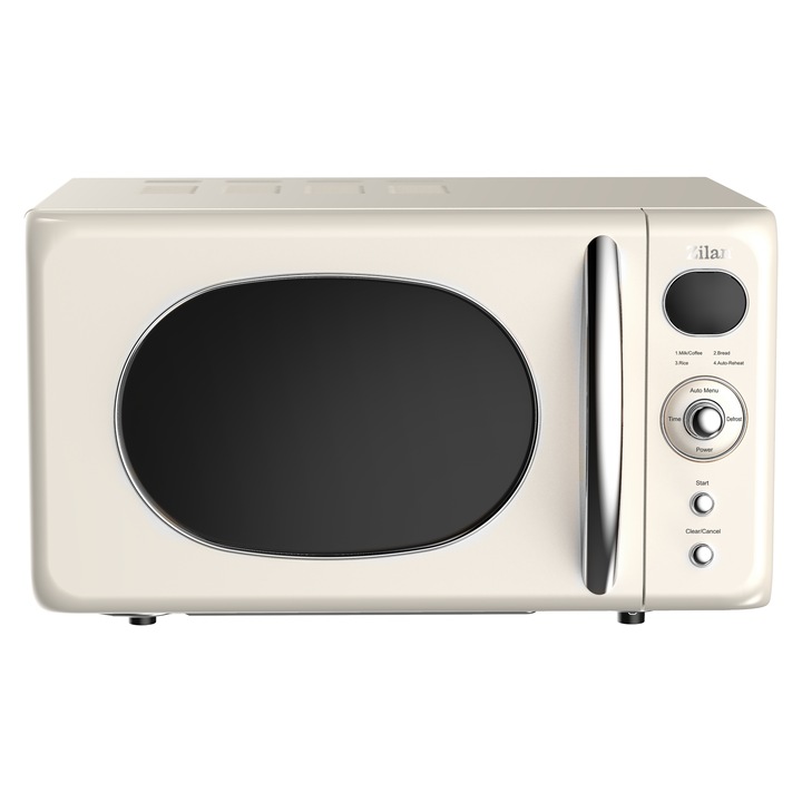 Cuptor cu microunde Zilan ZLN1245 RETRO, Putere 700W, Capacitate 20L, Functie de dezghetare, Afisaj digital, Temporizator