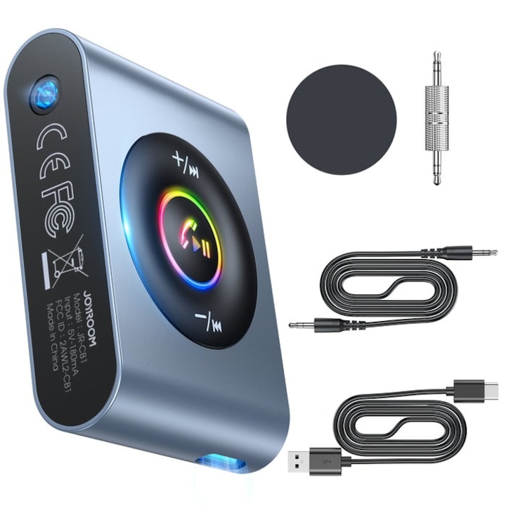 Adaptor Bluetooth 5.3, LittleDomi, Noise Cancelling, HiFi Bass, Microfon Dual, AUX 3.5mm, Dubla Conexiune, LCD LED, Receptor pentru Casti, TV, Masina, Sistem Audio, Home Cinema, Laptop, PC, Autonomie 22H, Suport Magnetic, Negru